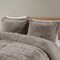 Grey Soft Sherpa Faux Fur 3-Piece Comforter Set with Pillow Shams